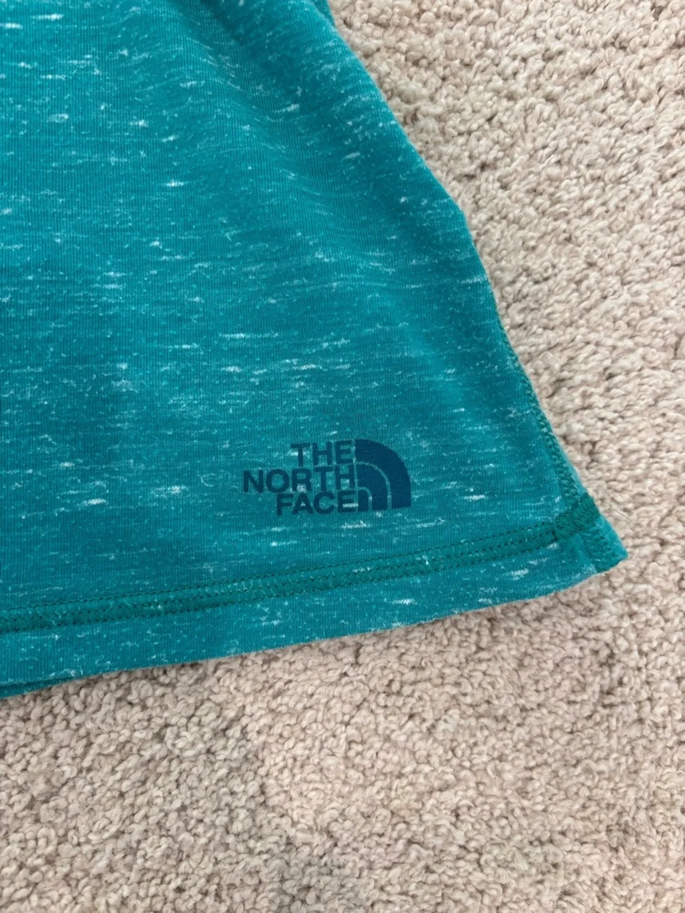 The North Face Teal V-Neck Short Sleeve Raglan Top with Black Sleeves - Picture 2 of 4